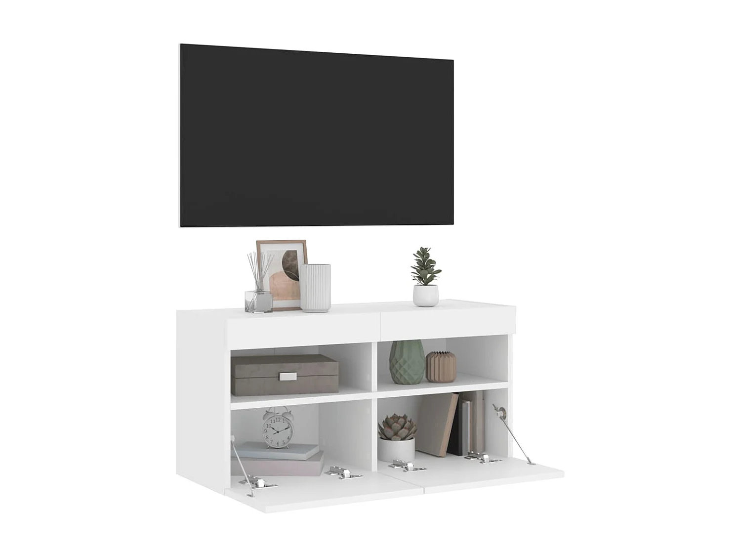 Móvel de parede para TV com luzes LED 80x30x40 cm branco