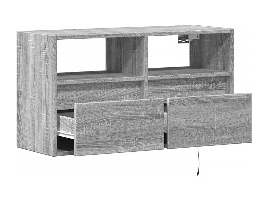 Mueble de TV de pared con luces LED gris Sonoma 80x31x45 cm