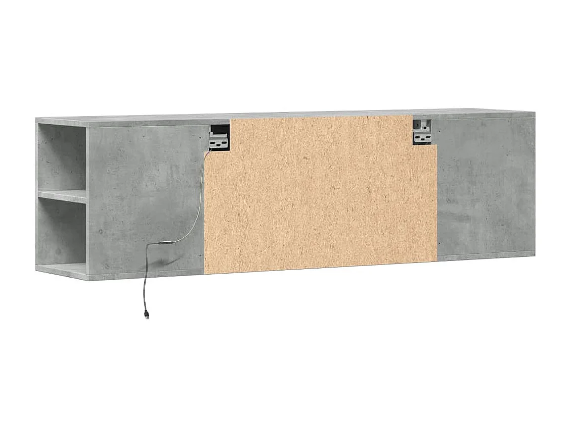Mobile TV a Parete con Luci LED Grigio Cemento 135x31x39,5 cm