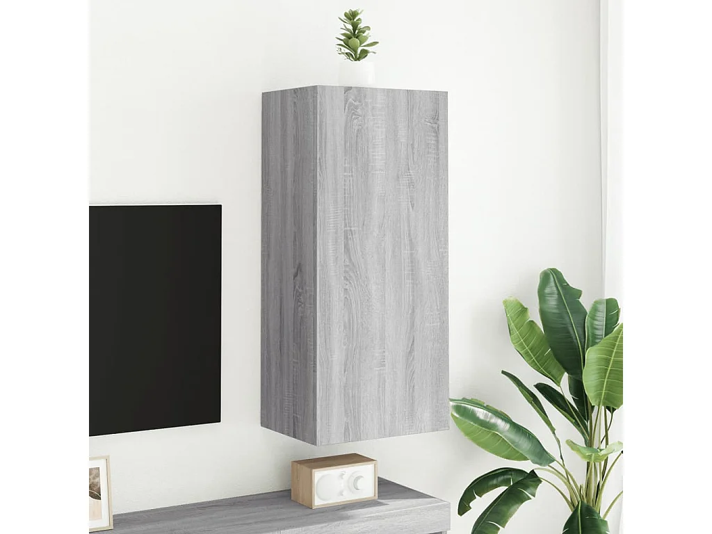 Mobile TV Parete Grigio Sonoma 40,5x30x90 cm Legno Multistrato