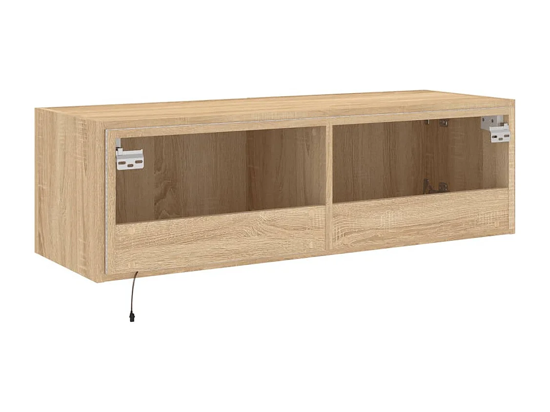 Meuble TV mural avec lumières LED chêne sonoma 100x35x31 cm