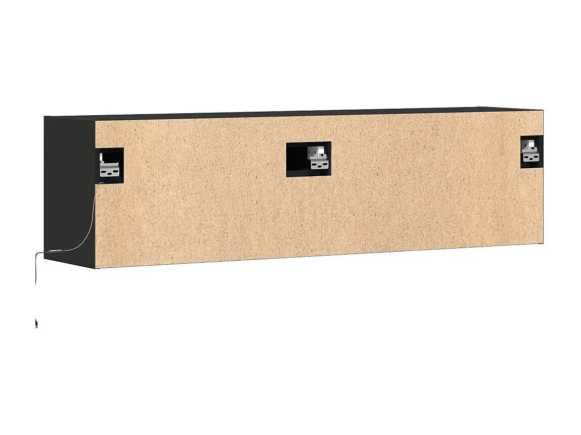 Meuble TV mural avec lumières LED noir 140x31x38 cm