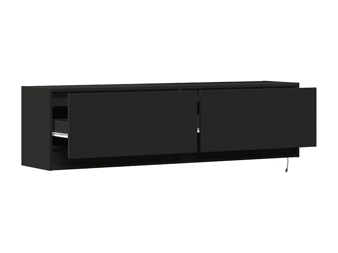 Meuble TV mural avec lumières LED noir 140x31x38 cm