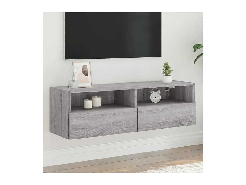 Meuble TV mural sonoma gris 100x30x30 cm bois d'ingénierie