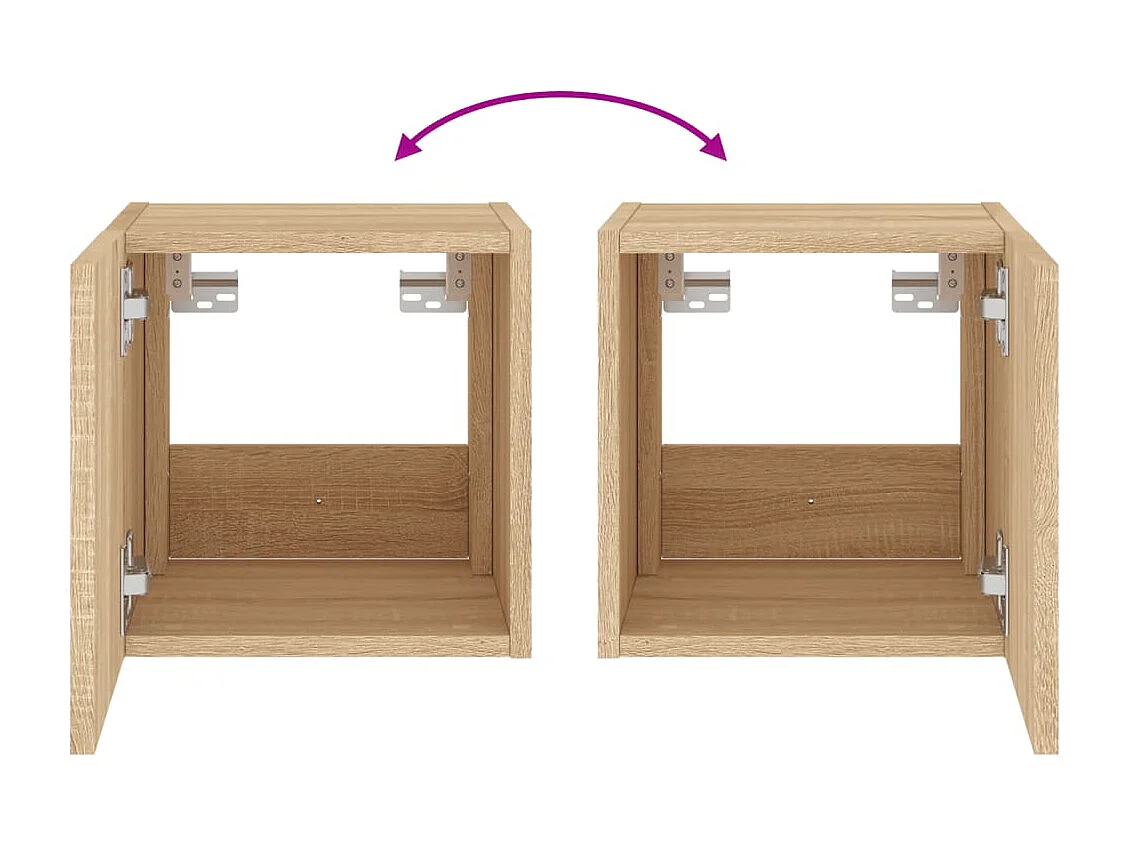 Mobile TV a Parete con Luci LED Rovere Sonoma 30,5x35x80 cm