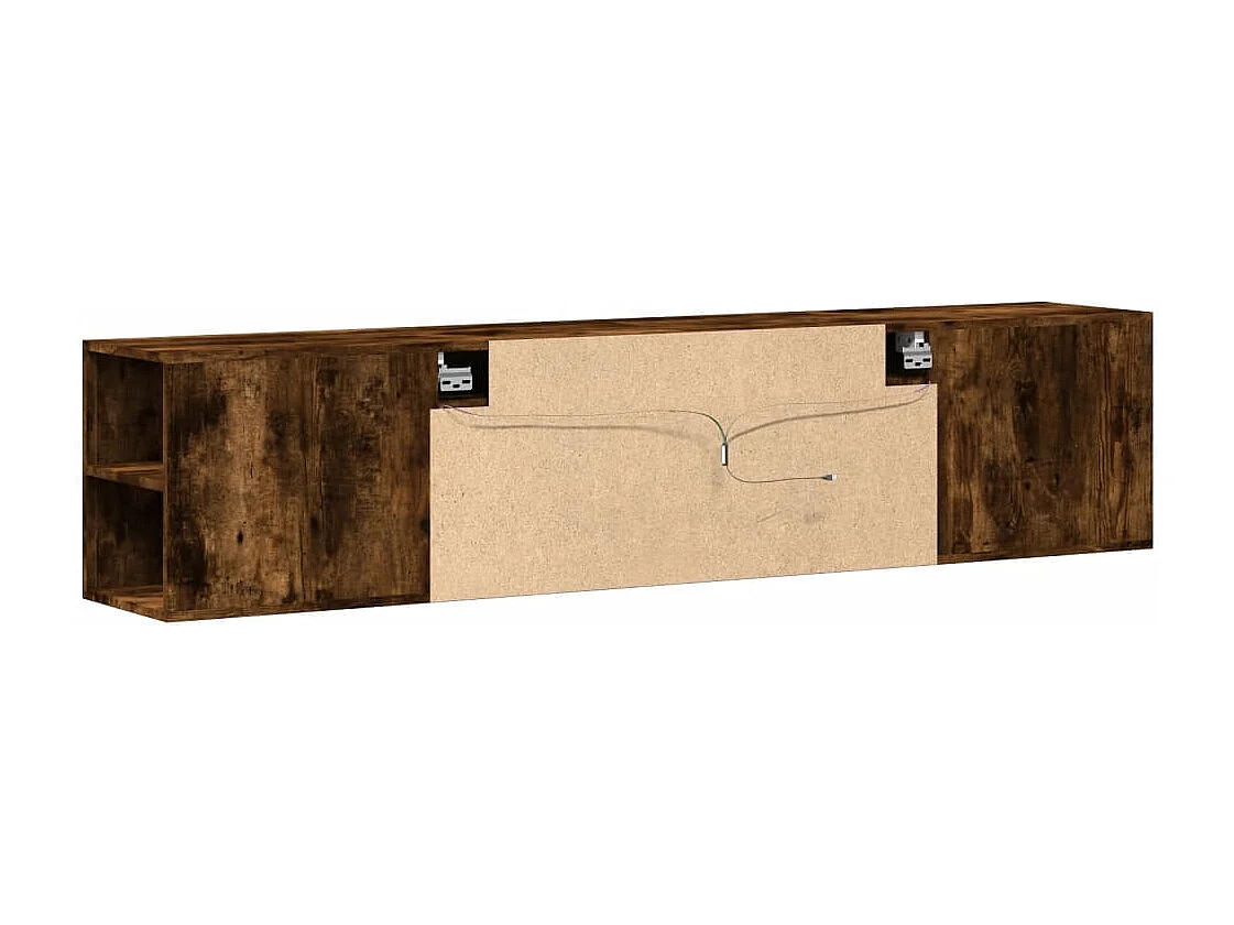 Mobile TV a Parete con LED Rovere Fumo 180x31x39,5 cm