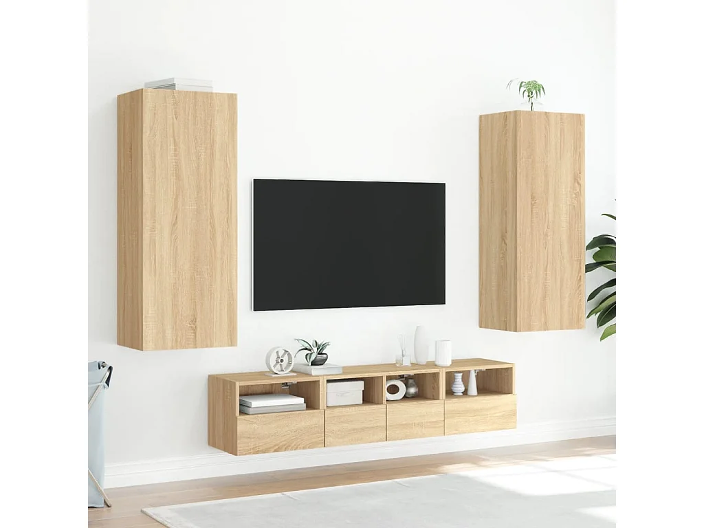 Meuble TV mural chêne sonoma 40,5x30x102 cm bois d'ingénierie