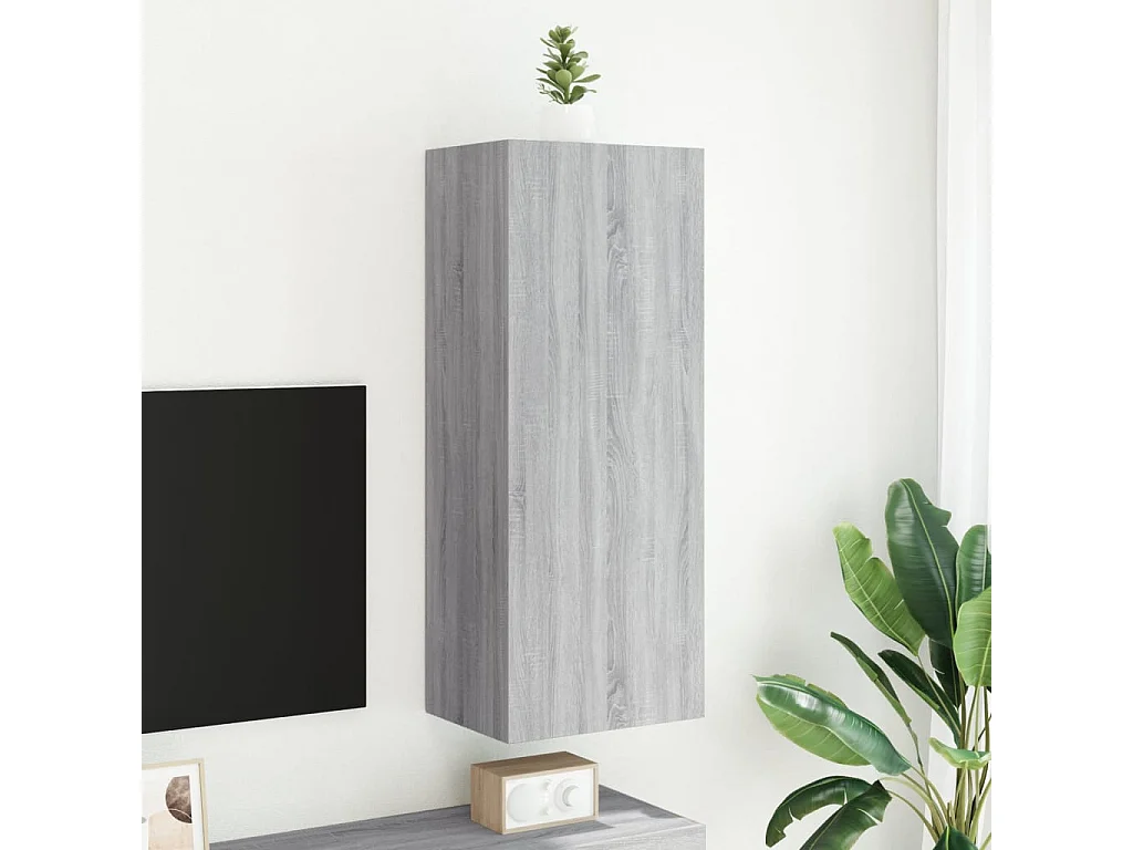 Mobile TV Parete Grigio Sonoma 40,5x30x102 cm Legno Multistrato