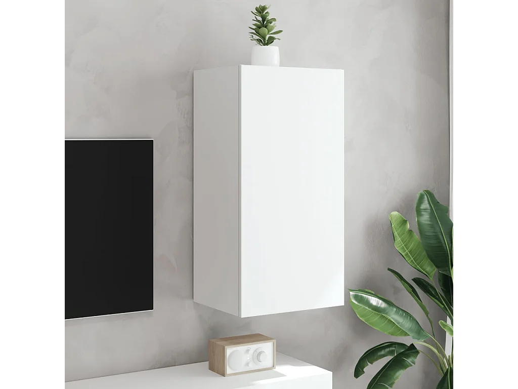 Mobile TV a Parete con Luci LED Bianco 40,5x35x80 cm