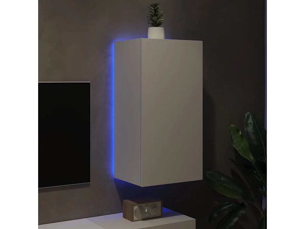 Móvel de parede para TV com luzes LED 40,5x35x80 cm branco