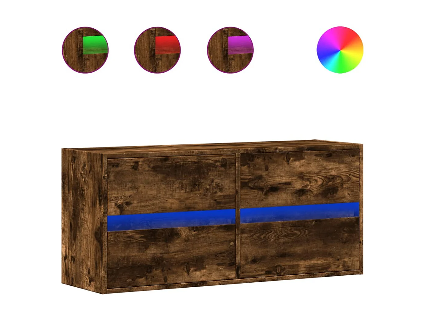 Mueble de TV de pared con luces LED roble ahumado 100x31x45 cm