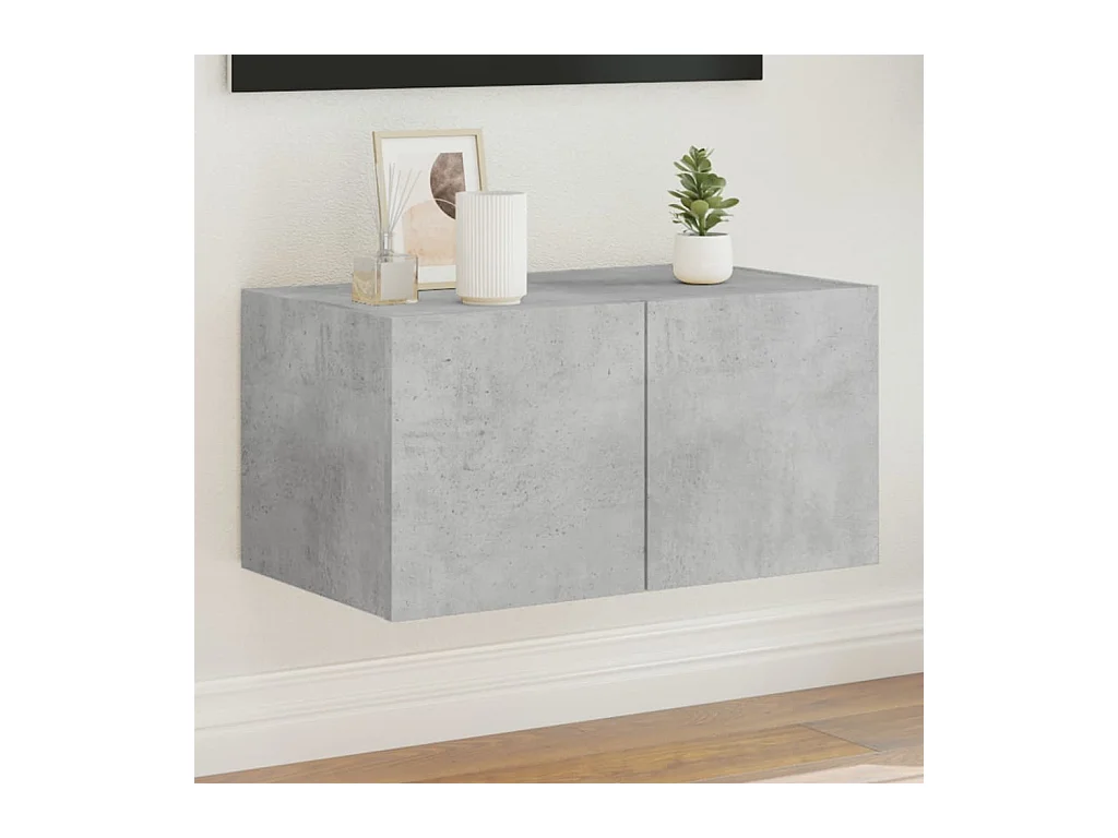 Mobile TV a Parete con Luci LED Grigio Cemento 60x35x31 cm