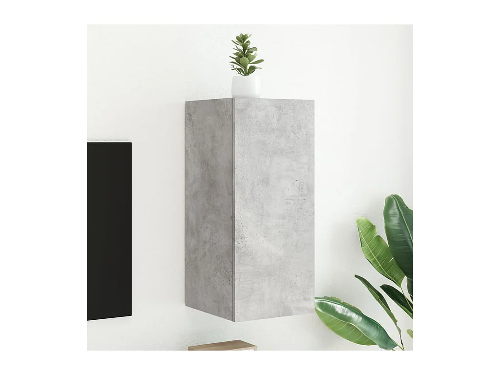 Mobile TV a Parete con Luci LED Grigio Cemento 30,5x35x70 cm