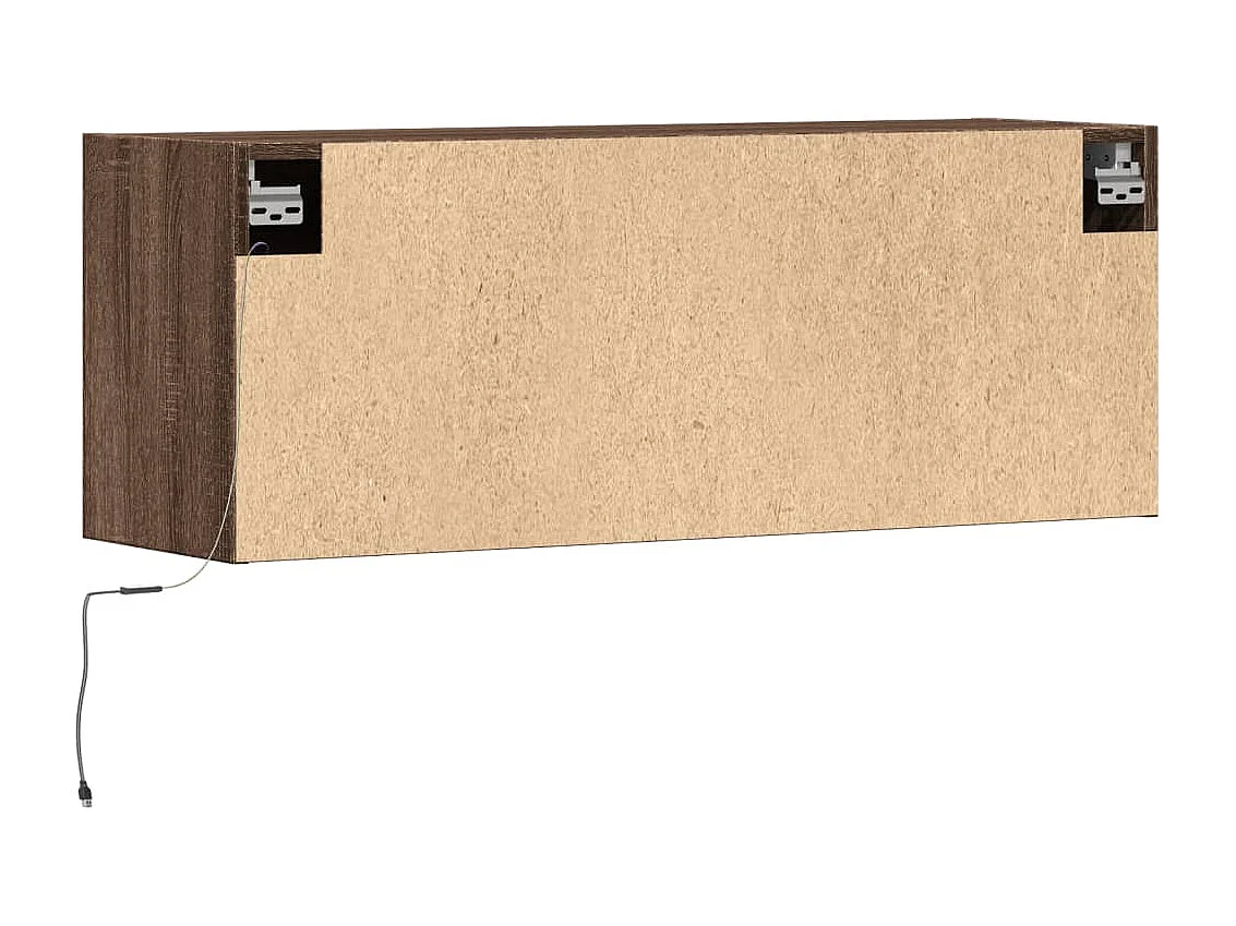 Mobile TV a Parete con Luci LED Rovere Marrone 100x31x35 cm