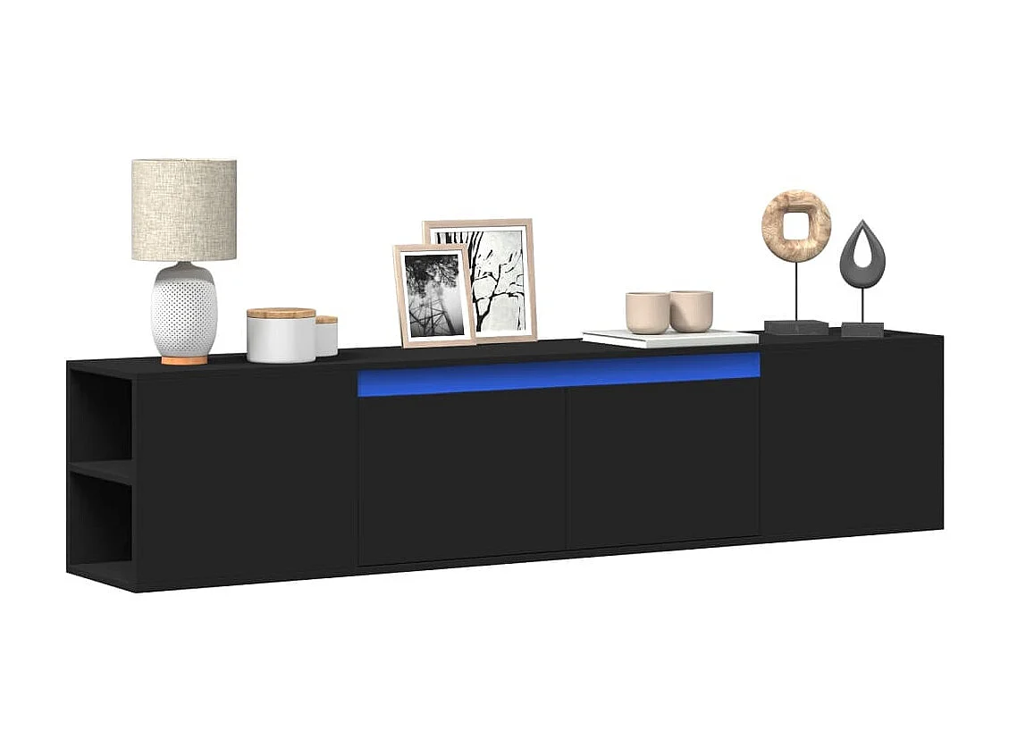 Móvel de parede para TV com luzes LED 180x31x39,5 cm preto
