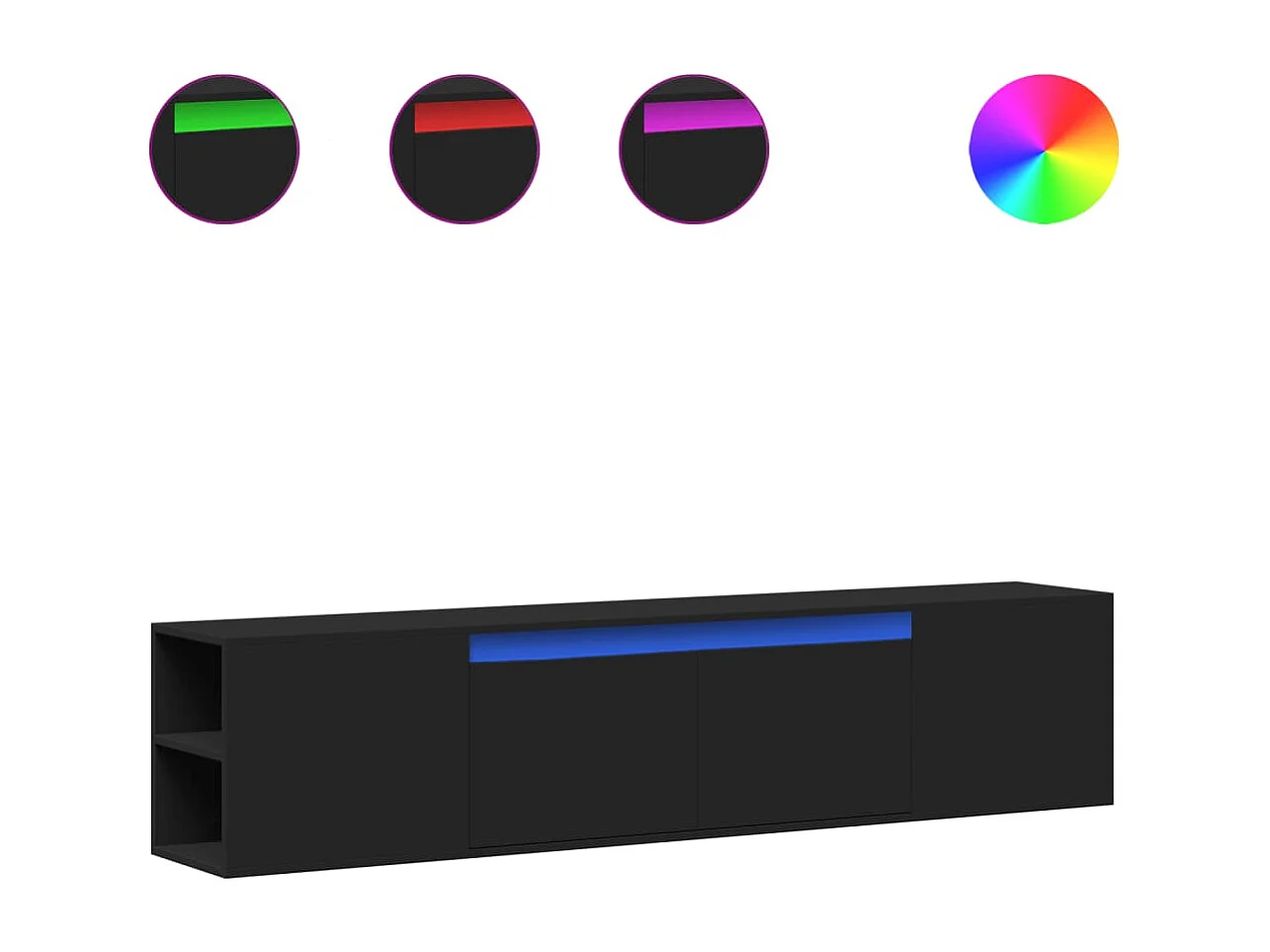 Móvel de parede para TV com luzes LED 180x31x39,5 cm preto