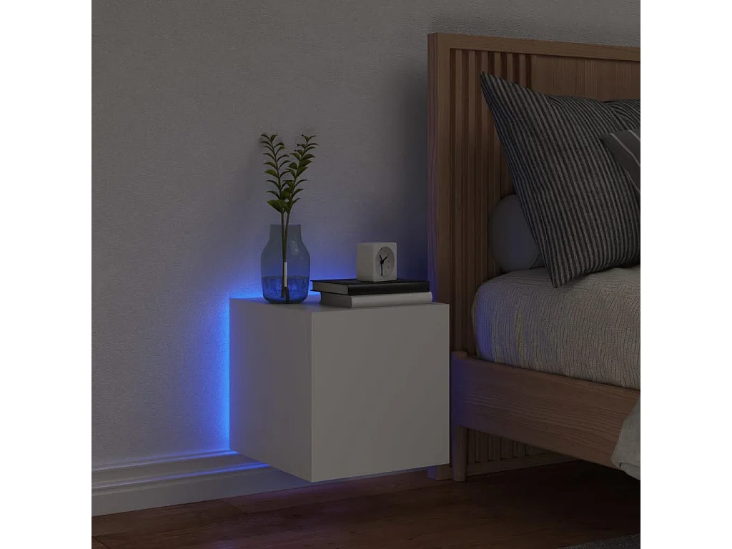 Mobile TV a Parete con Luci LED Bianco 30,5x35x30 cm