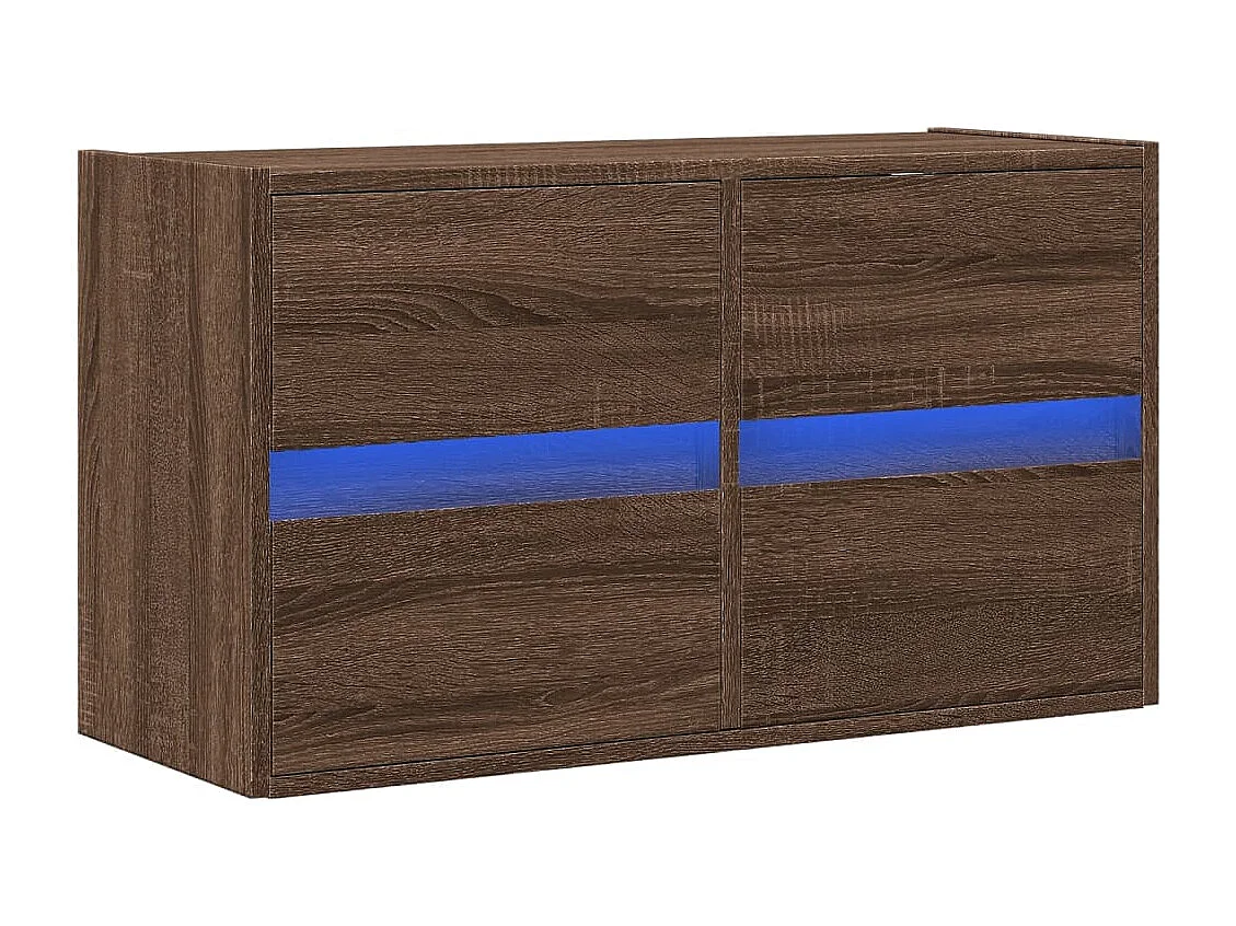 Mueble de TV de pared con luces LED marrón roble 80x31x45 cm