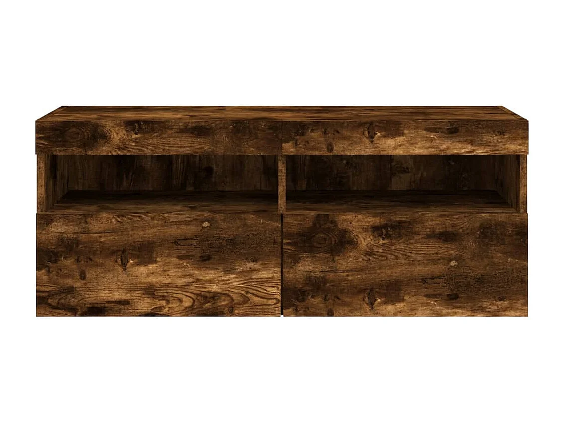 Mobile TV a Parete con Luci LED Rovere Fumo 100x30x40 cm