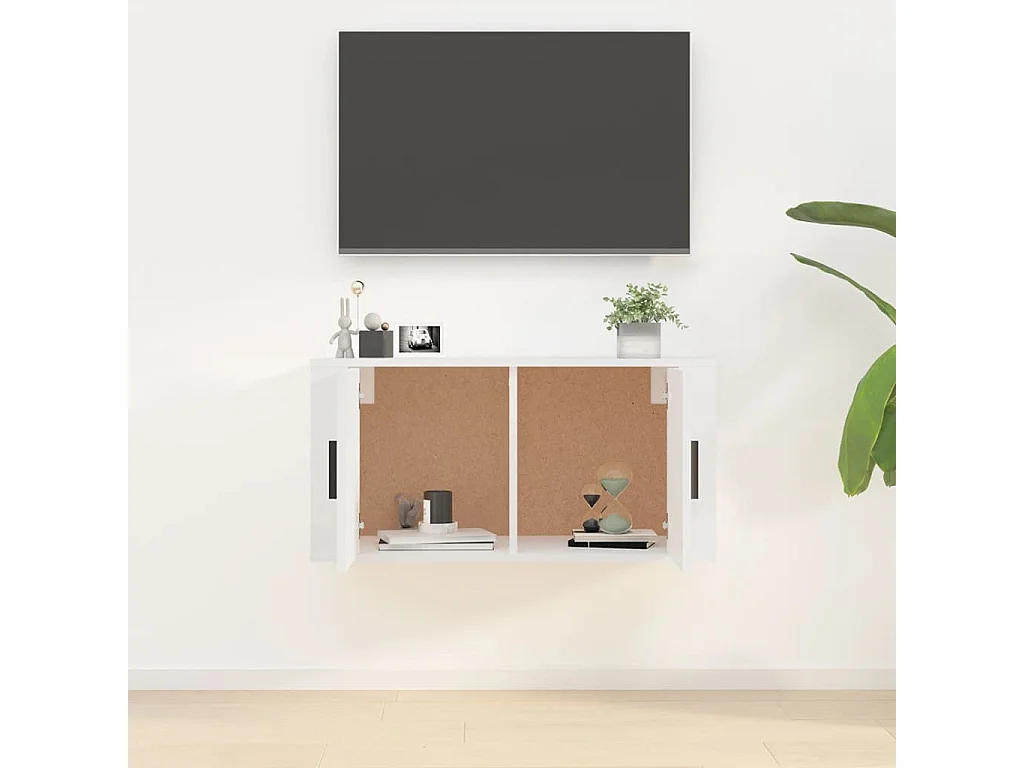 Meuble TV mural Blanc brillant 80x34,5x40 cm