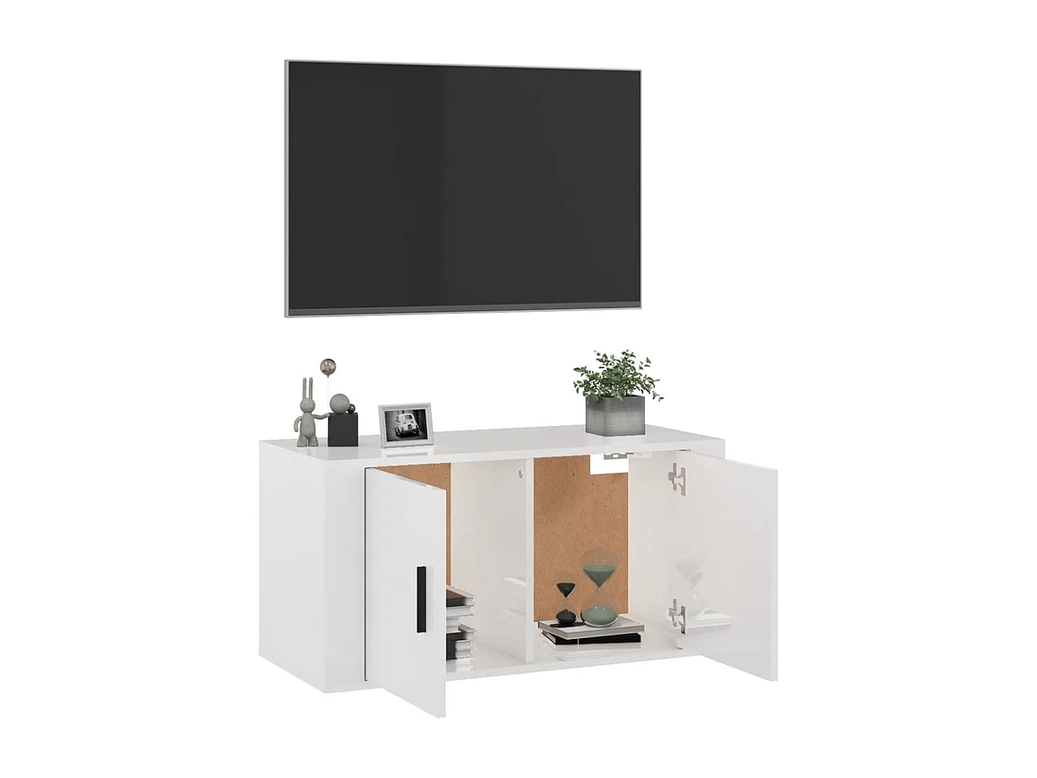 Meuble TV mural Blanc brillant 80x34,5x40 cm