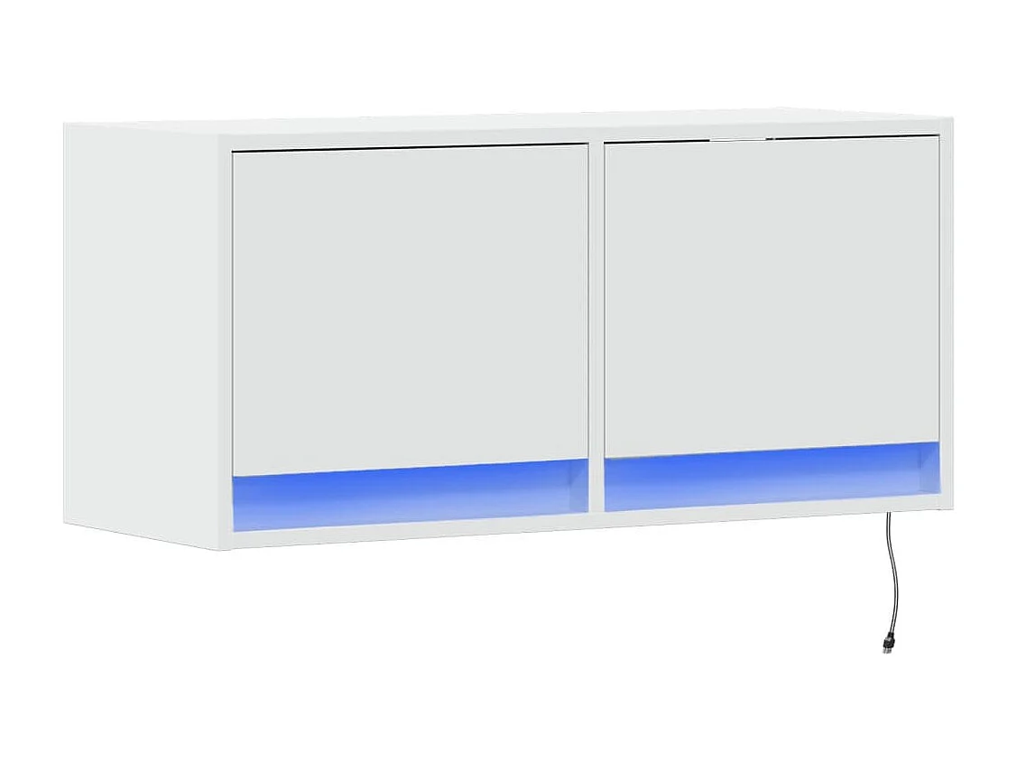 Móvel de parede para TV com luzes LED 80x31x35 cm branco