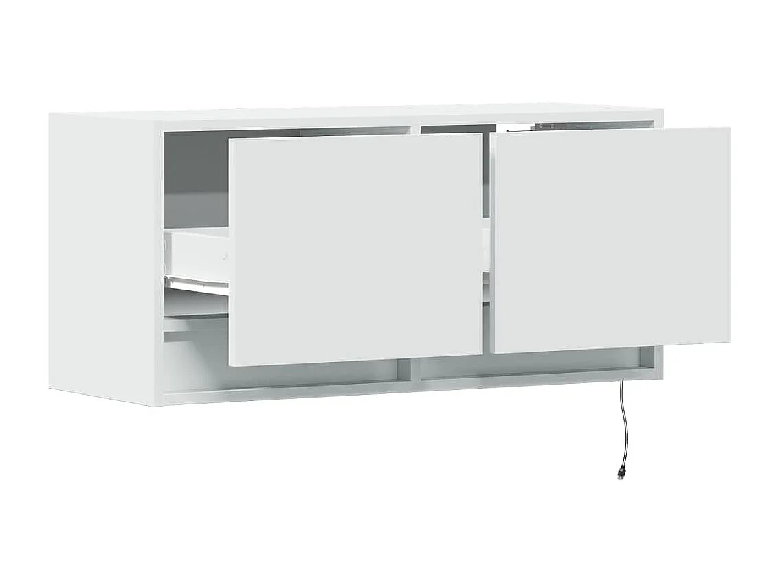 Móvel de parede para TV com luzes LED 80x31x35 cm branco
