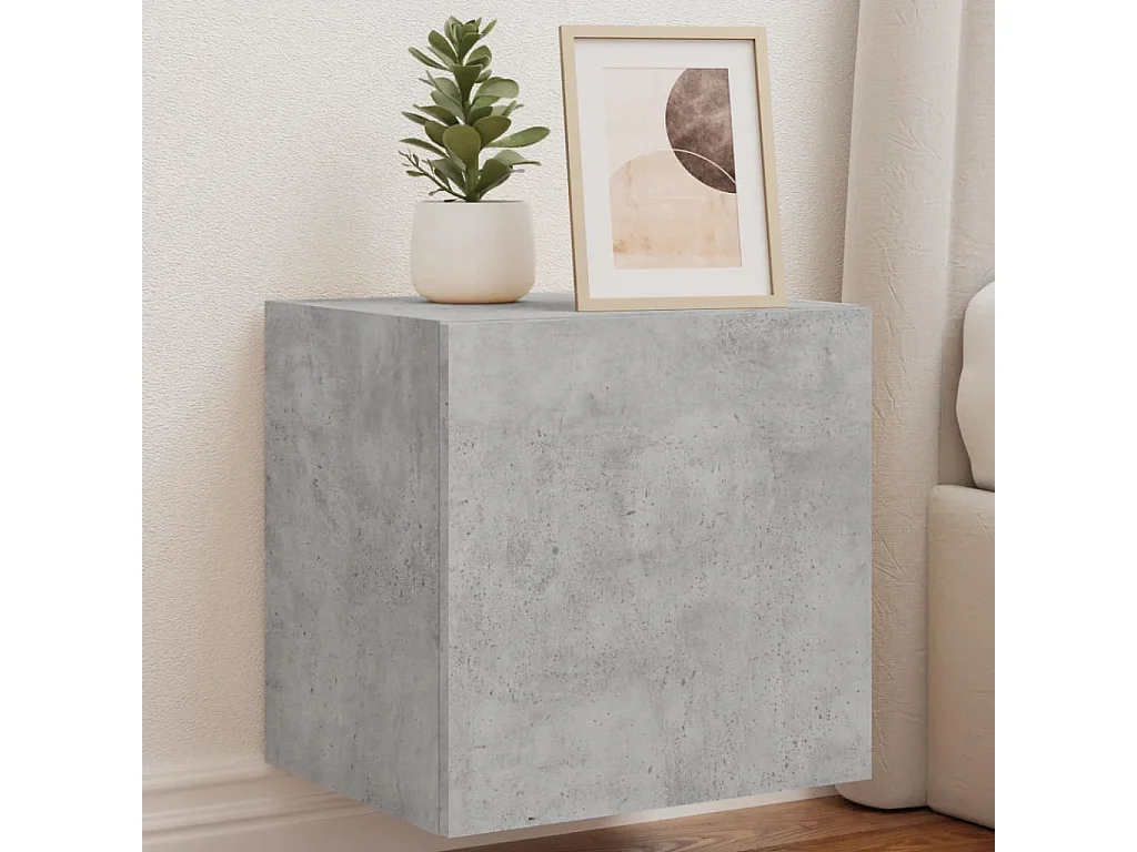 Mobile TV a Parete con Luci LED Grigio Cemento 40,5x35x40 cm