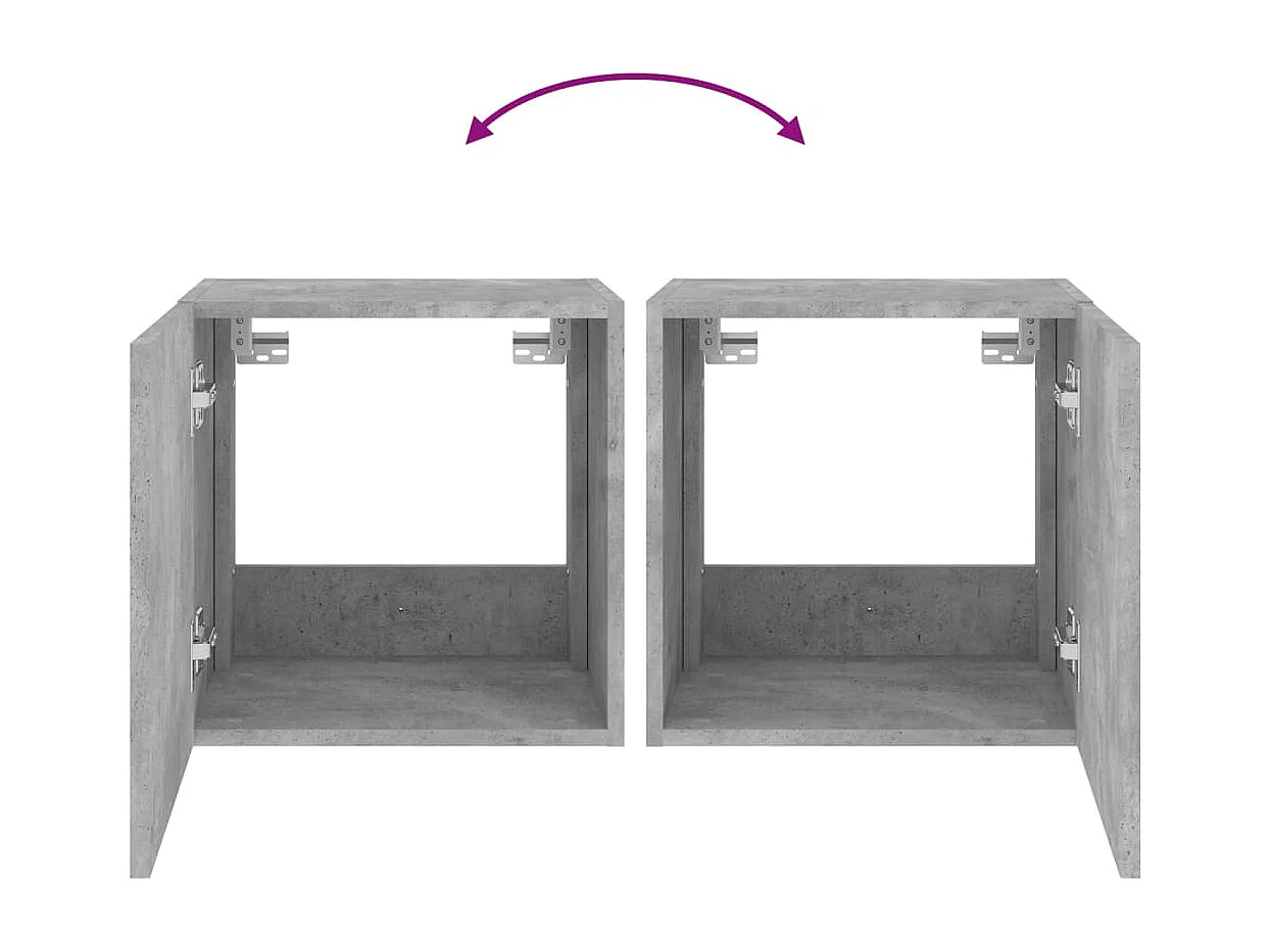 Mobile TV a Parete con Luci LED Grigio Cemento 40,5x35x40 cm