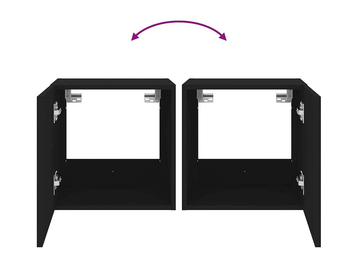 Mueble de TV de pared con luces LED negro 40,5x35x40 cm