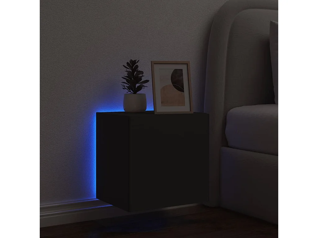 Mobile TV a Parete con Luci LED Nero 40,5x35x40 cm