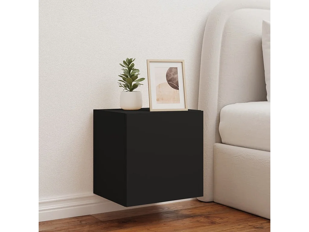 Mobile TV a Parete con Luci LED Nero 40,5x35x40 cm