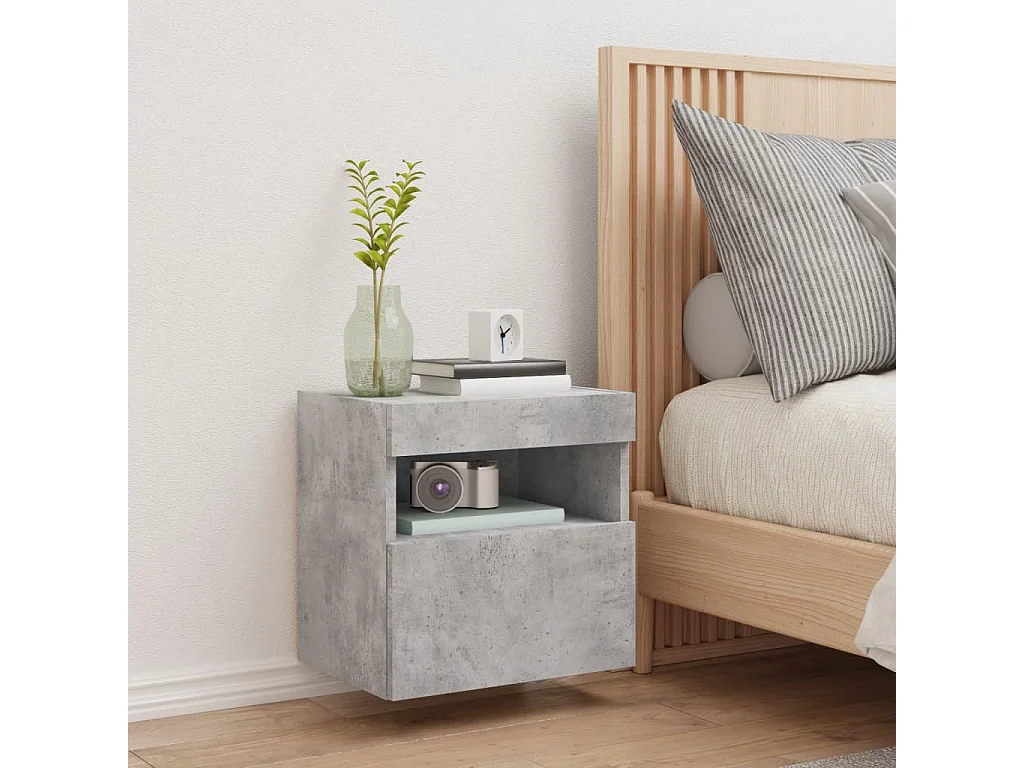 Meuble TV mural avec lumières LED gris béton 40x30x40 cm