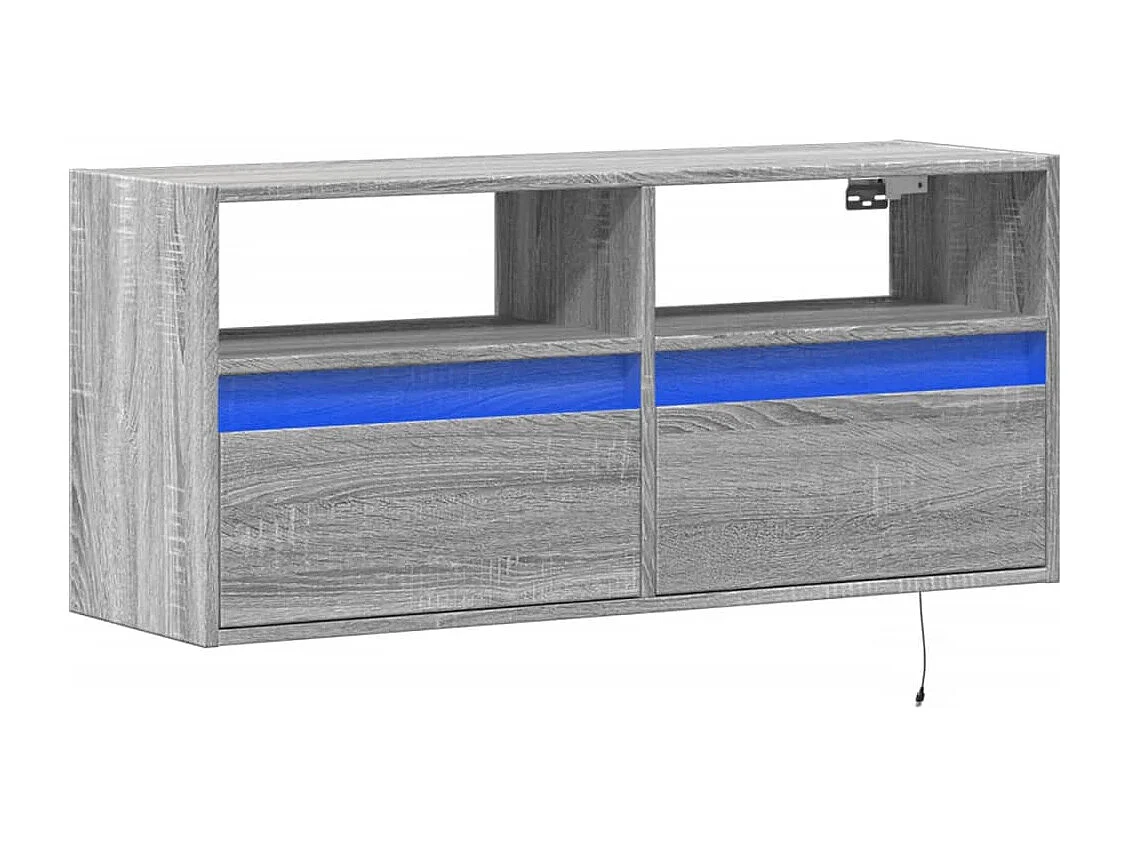 Mueble de TV de pared con luces LED gris Sonoma 100x31x45 cm