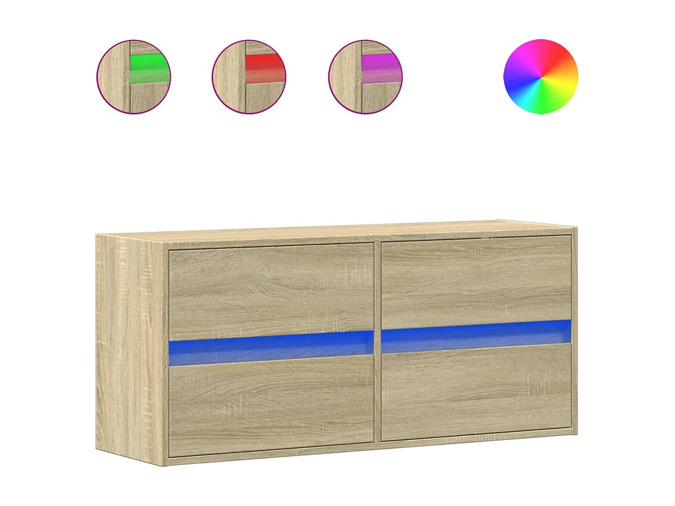 Móvel de parede p/ TV c/ luzes LED 100x31x45 cm carvalho sonoma