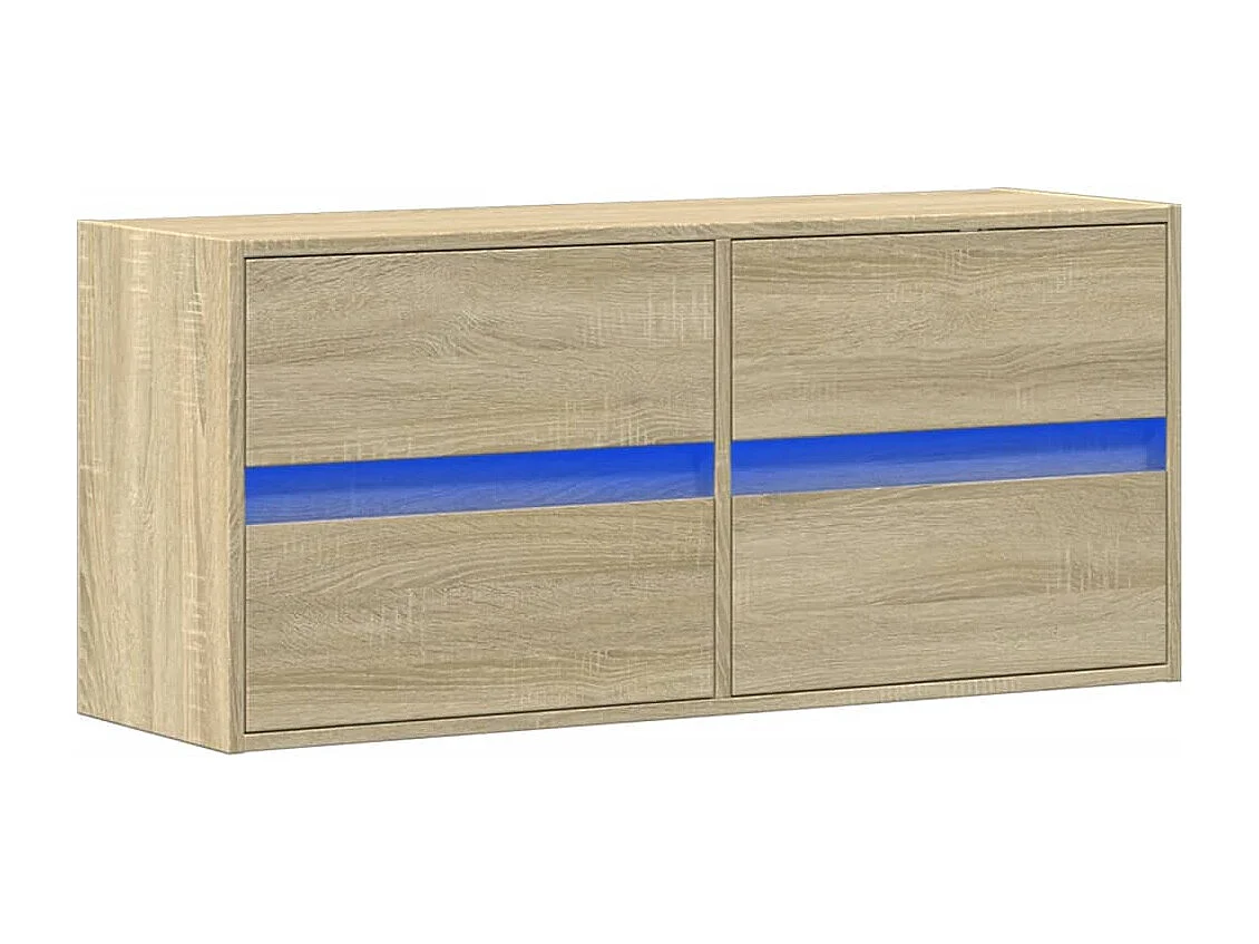 Móvel de parede p/ TV c/ luzes LED 100x31x45 cm carvalho sonoma