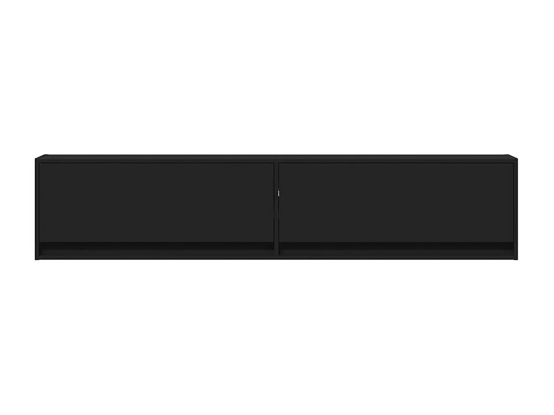 Mueble de TV de pared con LED negro 180x31x38 cm