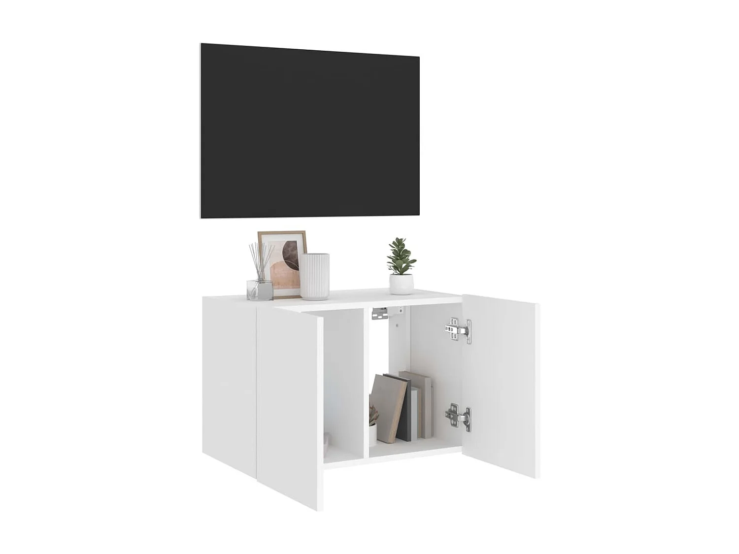 Móvel de parede para TV com luzes LED 60x35x41 cm branco