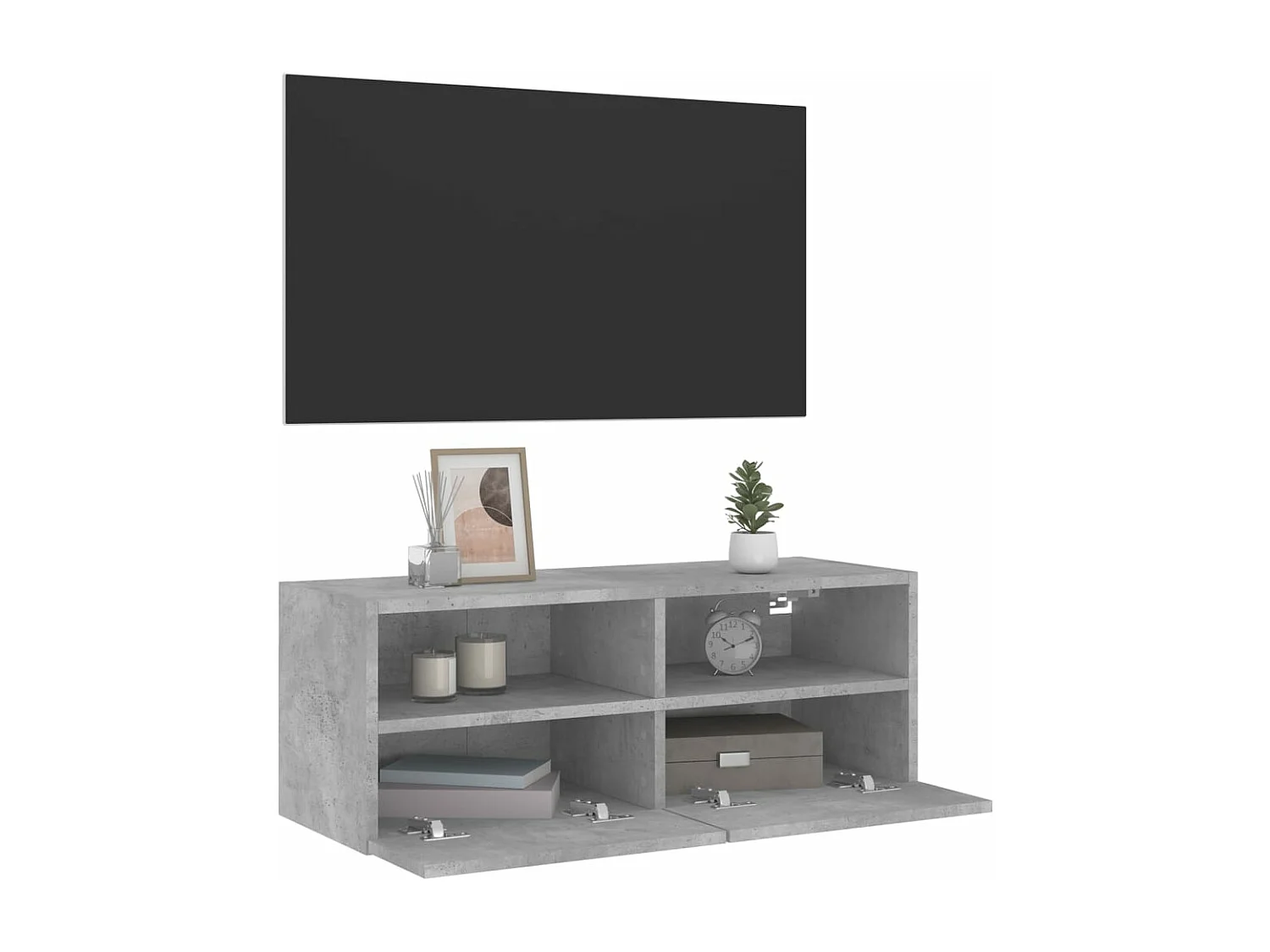 Meuble TV mural gris béton 80x30x30 cm bois d'ingénierie