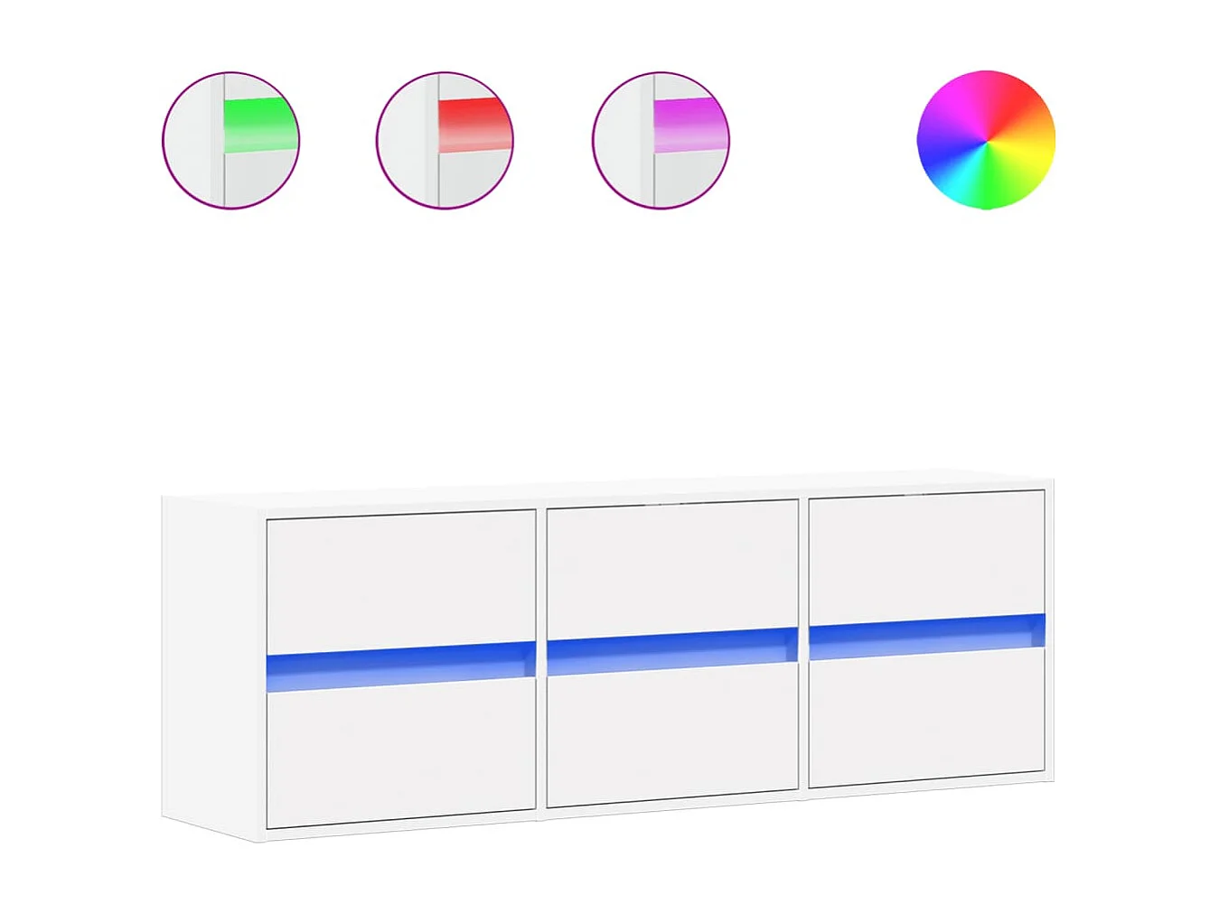 Mueble de TV de pared con luces LED blanco 130x31x45 cm