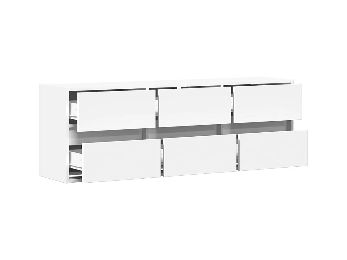 Meuble TV mural avec lumières LED blanc 130x31x45 cm