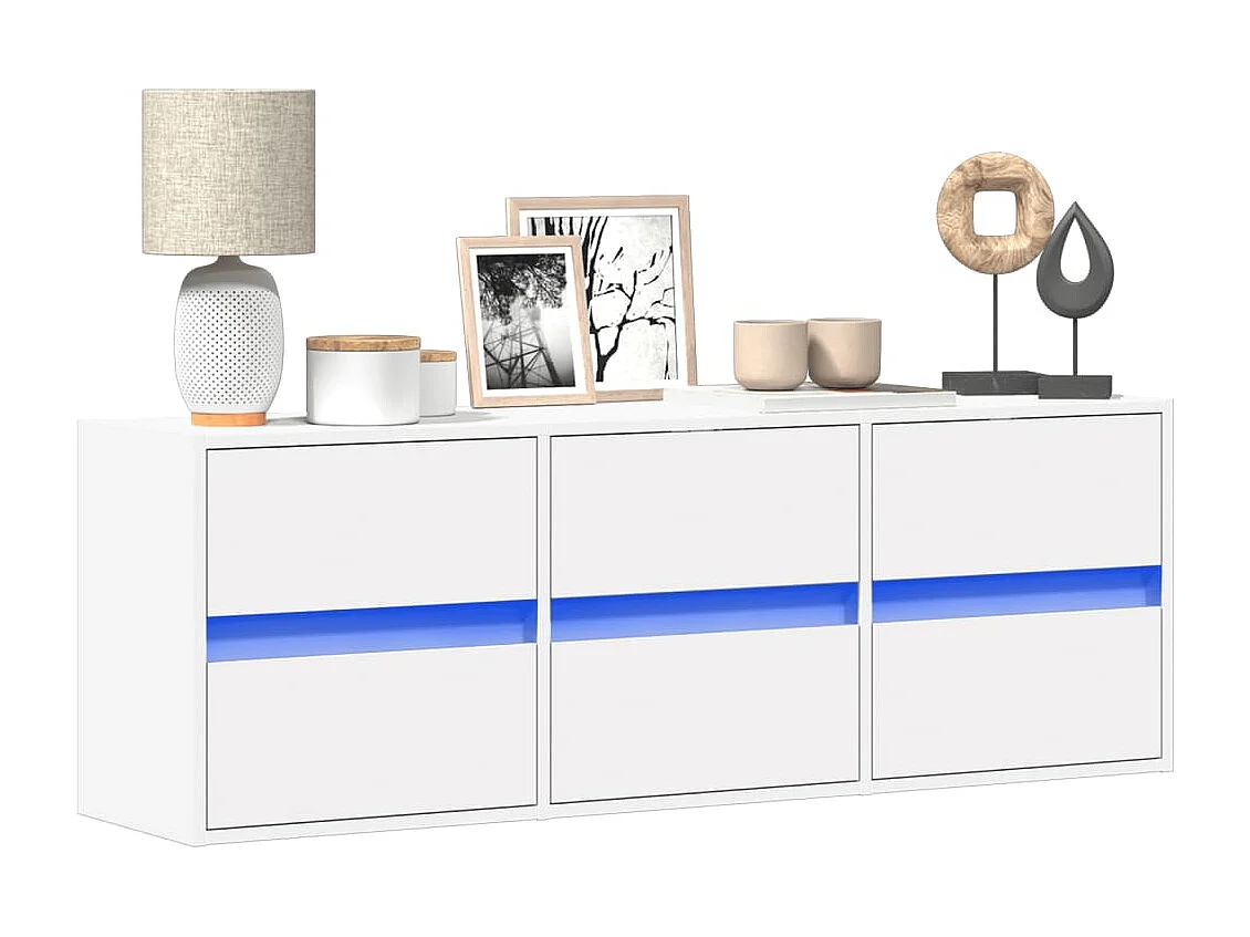 Móvel de parede para TV com luzes LED 130x31x45 cm branco