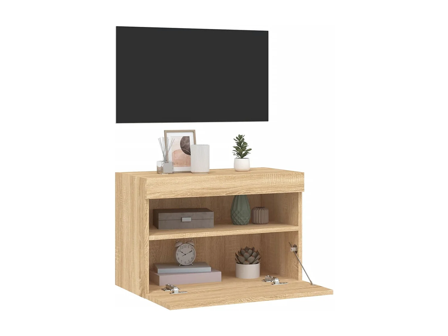 Meuble TV mural avec lumières LED chêne sonoma 60x30x40 cm