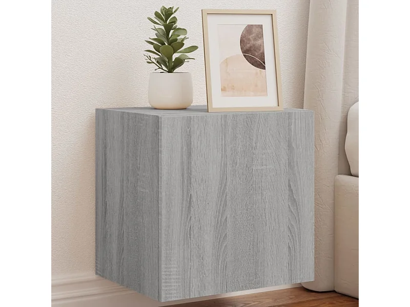 Meuble TV mural avec lumières LED sonoma gris 40,5x35x40 cm