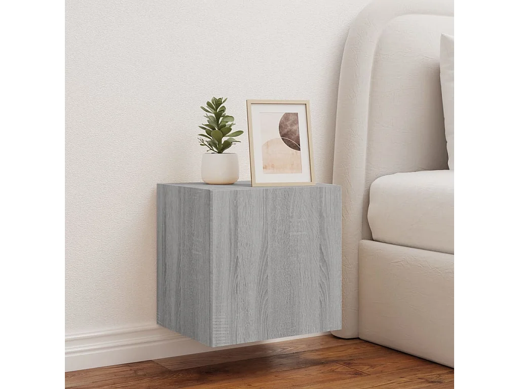 Mobile TV a Parete con Luci LED Grigio Sonoma 40,5x35x40 cm