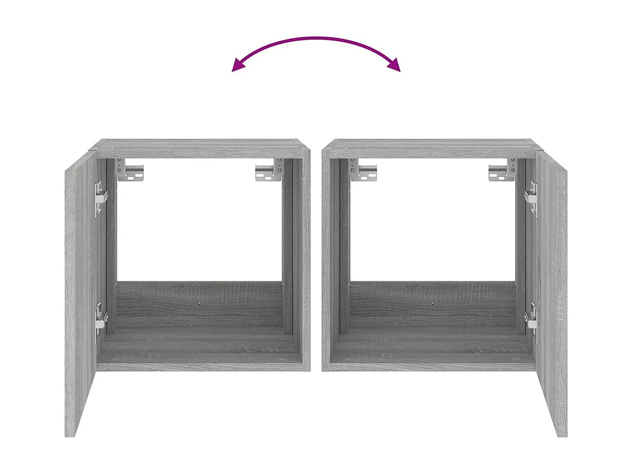 Mobile TV a Parete con Luci LED Grigio Sonoma 40,5x35x40 cm