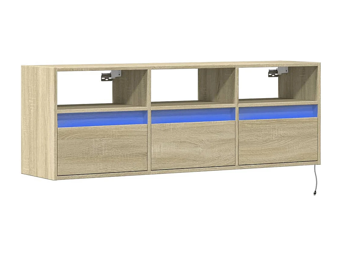 Mueble de TV de pared con luces LED roble Sonoma 130x31x45 cm