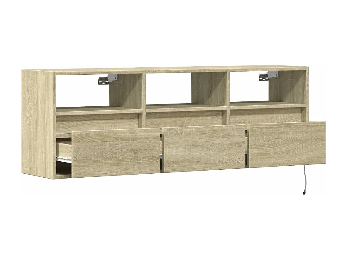 Mueble de TV de pared con luces LED roble Sonoma 130x31x45 cm