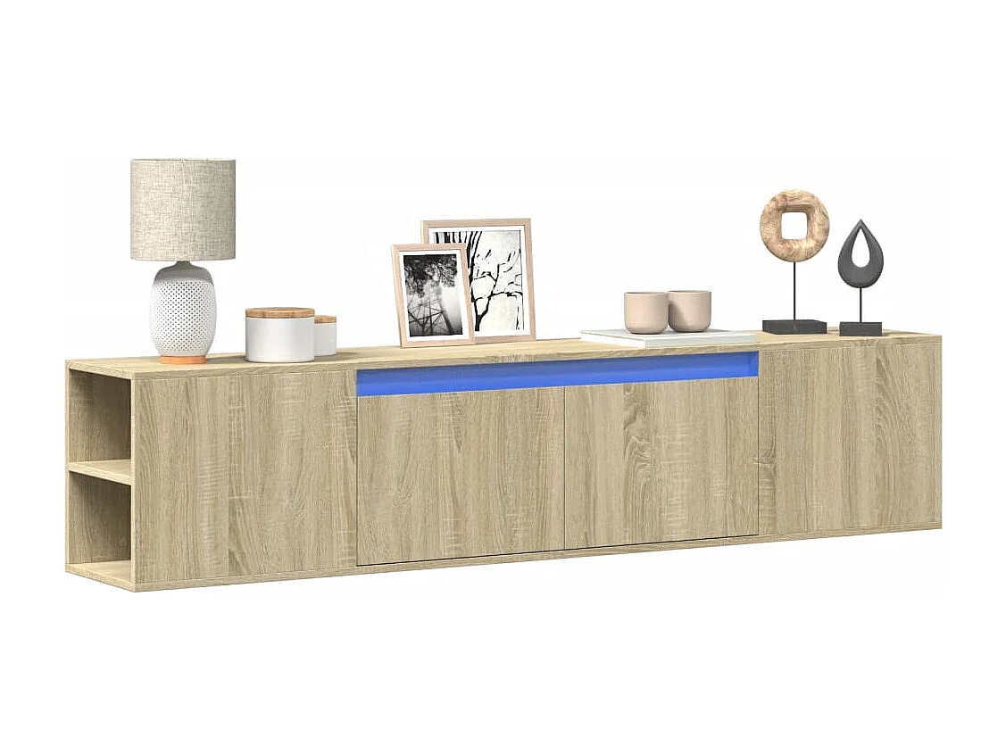 Mobile TV a Parete con LED Rovere Sonoma 180x31x39,5 cm