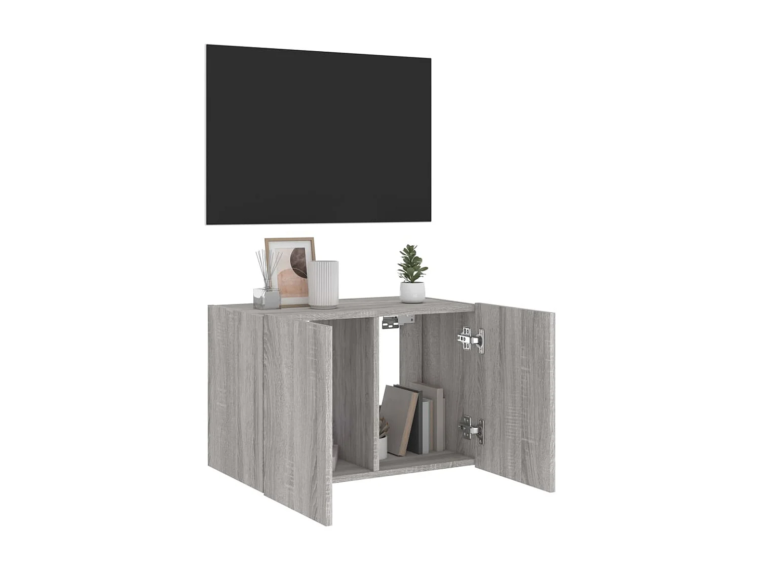 Meuble TV mural avec lumières LED sonoma gris 60x35x41 cm